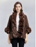 Premium Faux Fur Cape with Rose Imprints & Sleeves Premium Faux Fur Cape with Rose Imprints & Sleeves